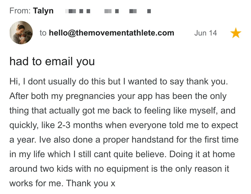 Talyn&rsquo;s email — back to feeling like herself 2–3 months after both pregnancies