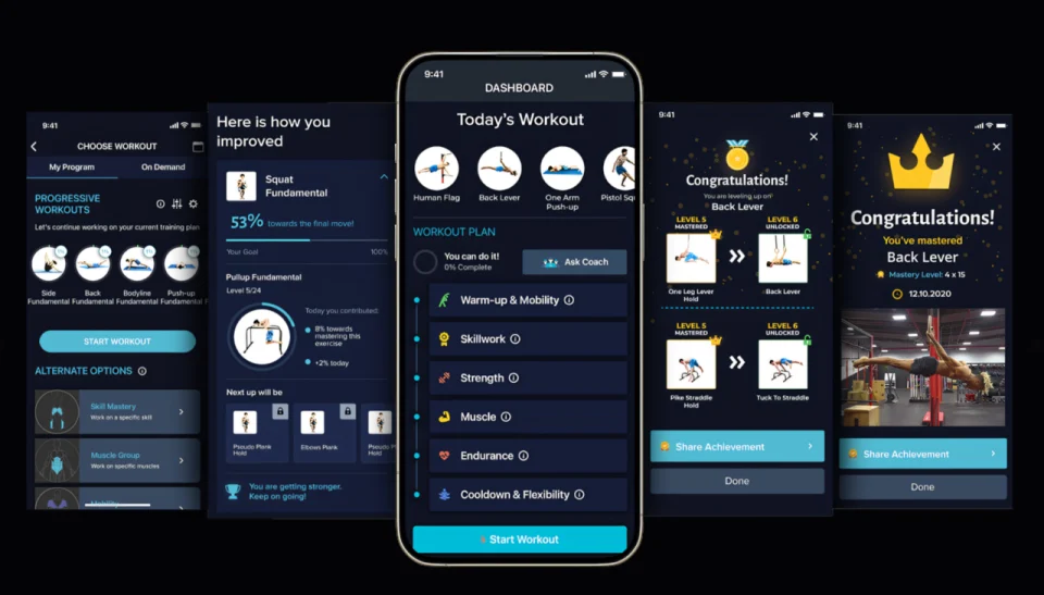 The Movement Athlete app — your personalised dashboard, progress tracking and skill mastery